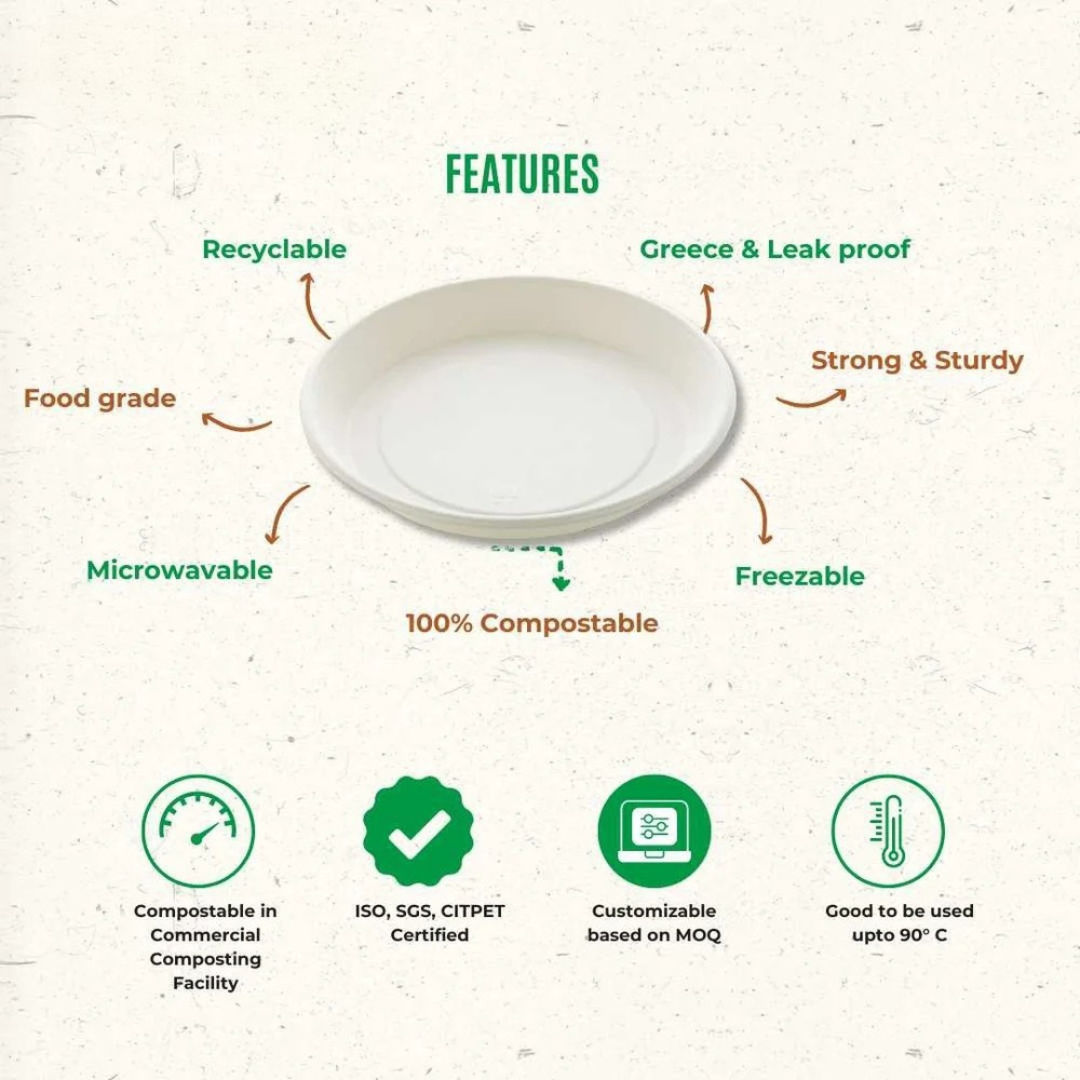 9 Inch Depth Plate Bagasse